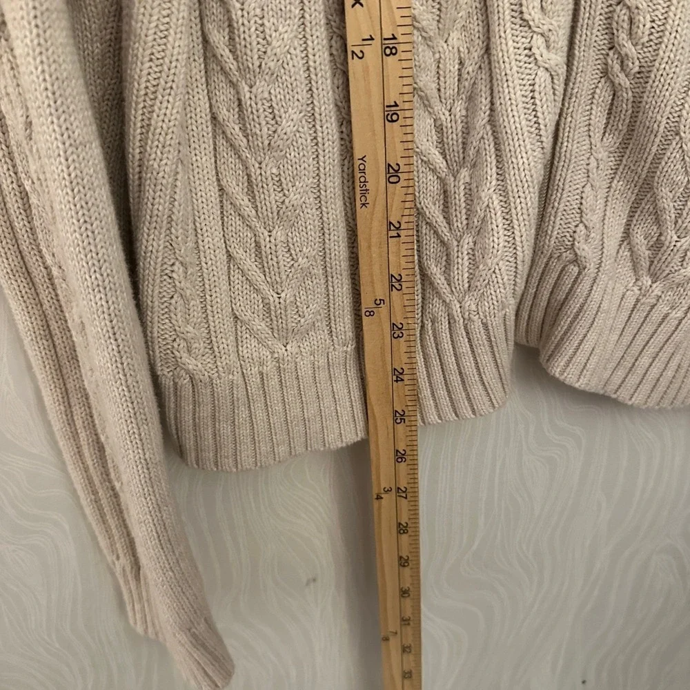 Pendleton Cable‎ Knit Zip Cardigan Mens Large Beige Excellent Cotton Mock Neck